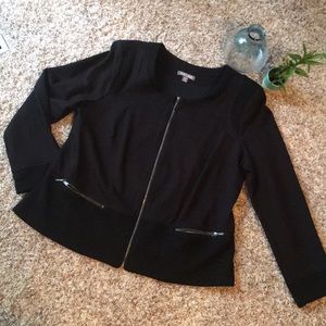 Roz & Ali 1X Black Scoop Neck Jacket NWOT